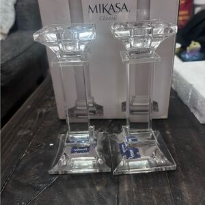 Mikasa Classic Clear Crystal Candle Holders